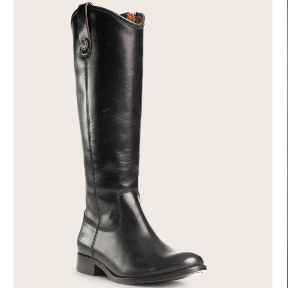 Frye Black MELISSA BUTTON INSIDE ZIP riding boots